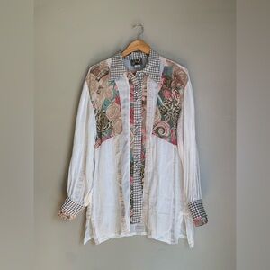 Vintage blouse cottagecore floral patchwork mixed fabrics boho prairie shirt top